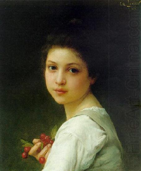 Charles-Amable Lenoir Portrait of a young girl with cherries china oil painting image